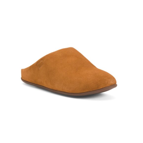 FITFLOP Tan Suede Chrissie Shearling Slippers - Picture 1 of 2